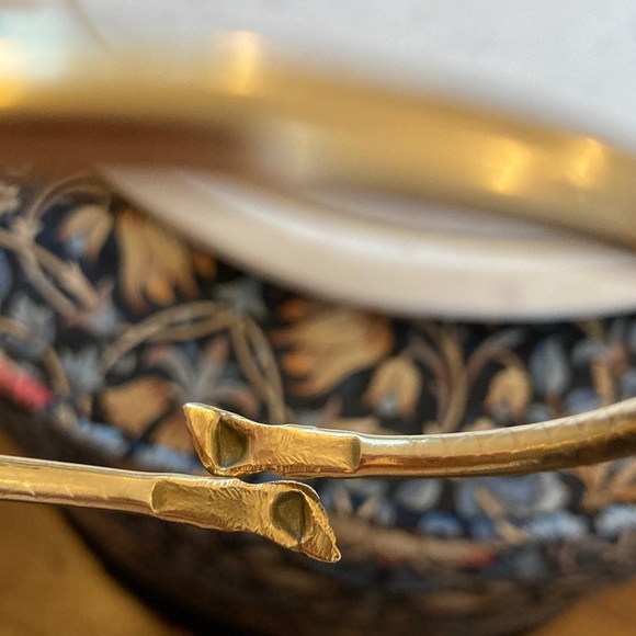 Rare Victorian Figa Fists Solid Brass Bypass Bracelet Diamond Pattern - Picture 10 of 15